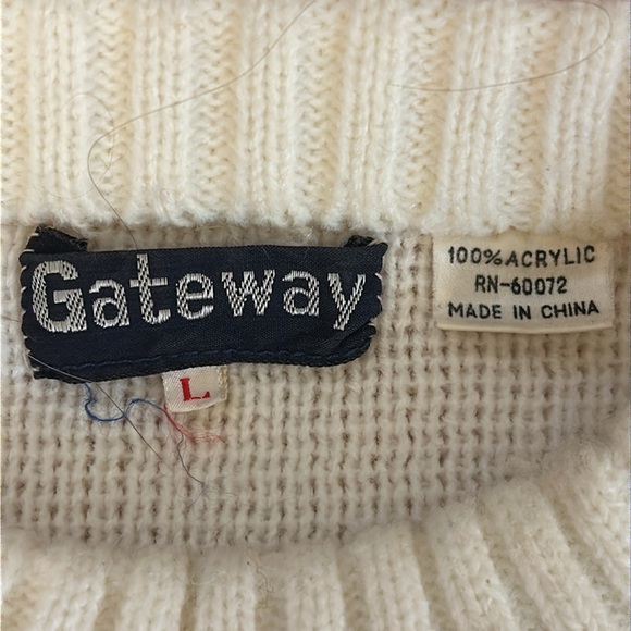 Vintage 70s 80s Gateway Knit Reindeer Christmas Holiday Sweater Unisex size LG - Picture 7 of 16